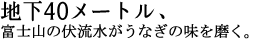 地下40メートル、富士山の活水がうなぎの味を磨く